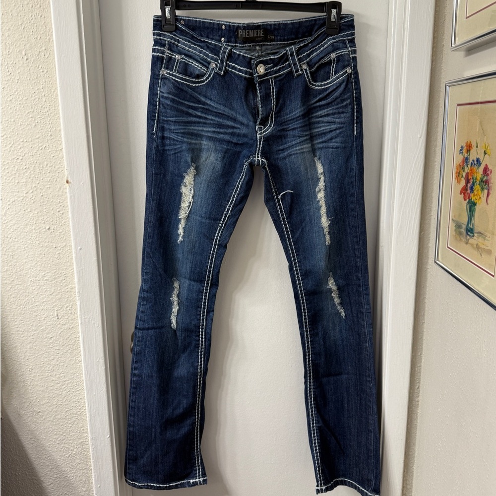 Premiere by Rue21 Embellished Distressed Jeans | Size 7/8R